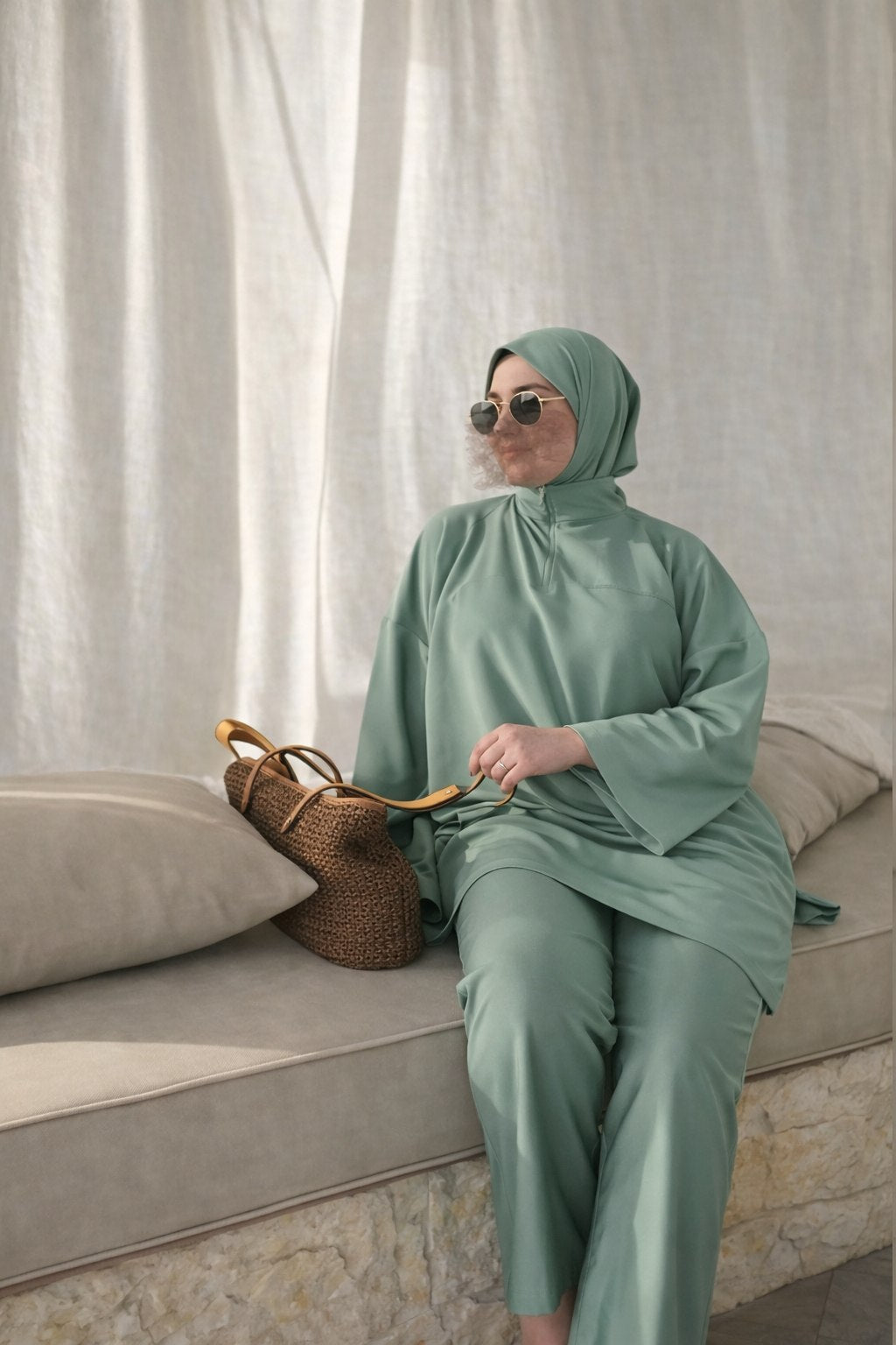 بوركيني طويل للمحجبات 4 قطع